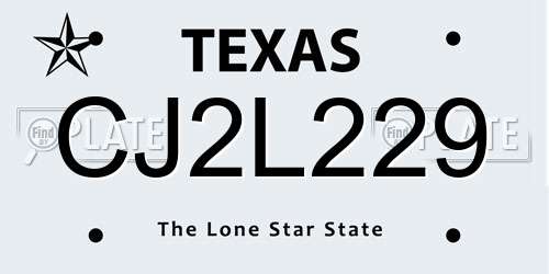 CJ2L229 Texas License Plate