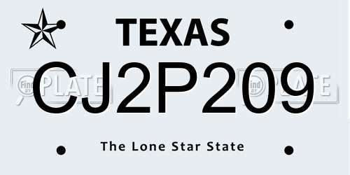 CJ2P209 Texas License Plate