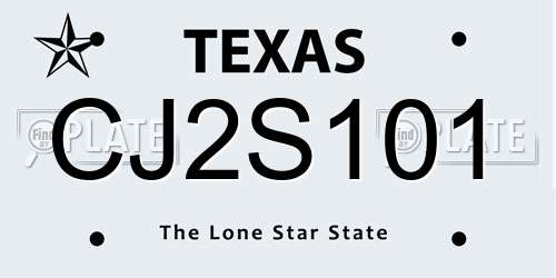 CJ2S101 Texas License Plate