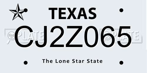 CJ2Z065 Texas License Plate