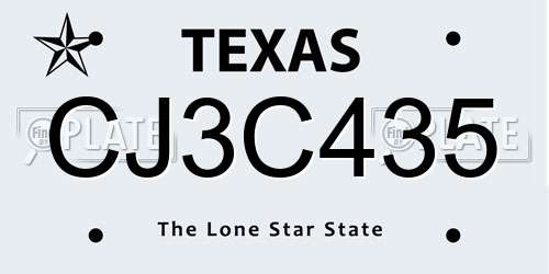 CJ3C435 Texas License Plate