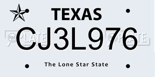 CJ3L976 Texas License Plate