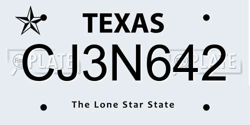 CJ3N642 Texas License Plate