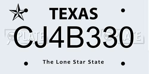 CJ4B330 Texas License Plate