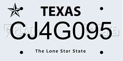 CJ4G095 Texas License Plate