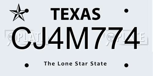 CJ4M774 Texas License Plate