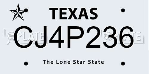 CJ4P236 Texas License Plate