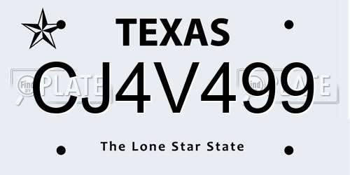CJ4V499 Texas License Plate