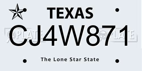 CJ4W871 Texas License Plate