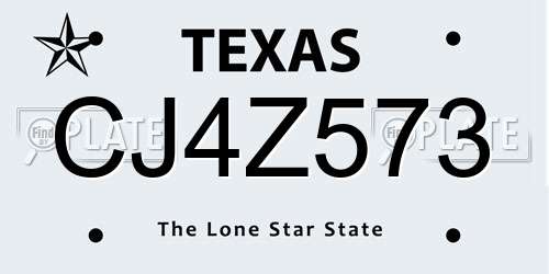 CJ4Z573 Texas License Plate