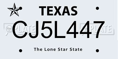 CJ5L447 Texas License Plate