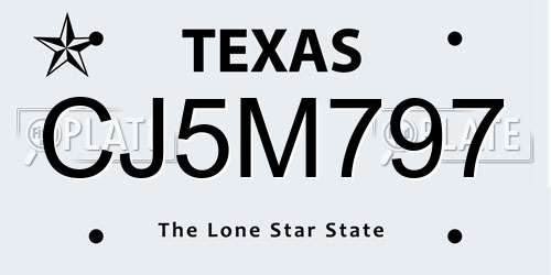 CJ5M797 Texas License Plate
