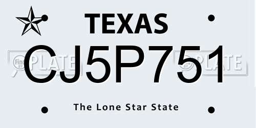 CJ5P751 Texas License Plate