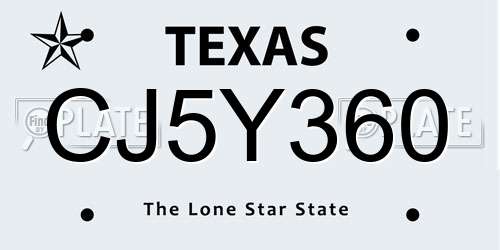 CJ5Y360 Texas License Plate