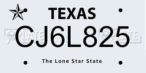 CJ6L825 Texas License Plate