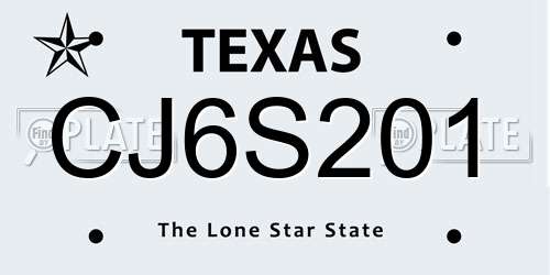 CJ6S201 Texas License Plate