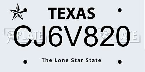 CJ6V820 Texas License Plate