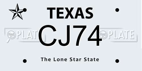 CJ74 Texas License Plate