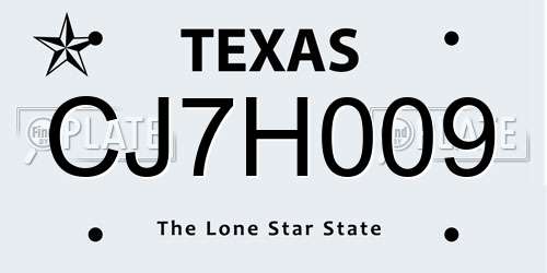 CJ7H009 Texas License Plate