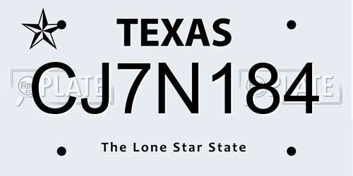 CJ7N184 Texas License Plate