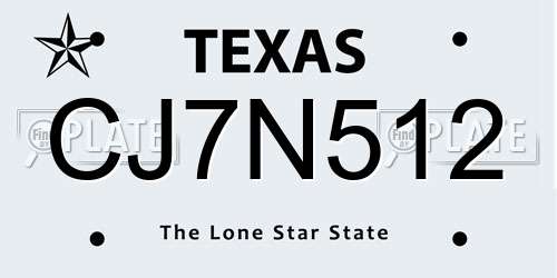 CJ7N512 Texas License Plate