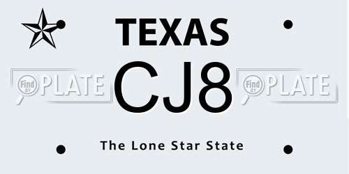 CJ8 Texas License Plate