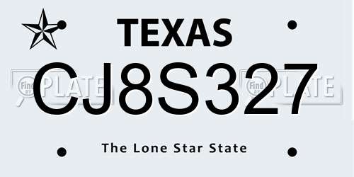 CJ8S327 Texas License Plate