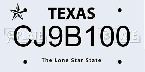 CJ9B100 Texas License Plate
