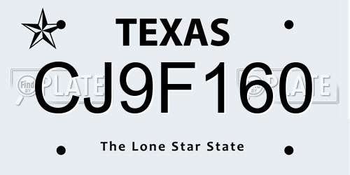 CJ9F160 Texas License Plate