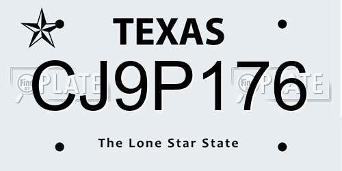 CJ9P176 Texas License Plate