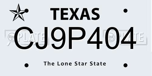 CJ9P404 Texas License Plate