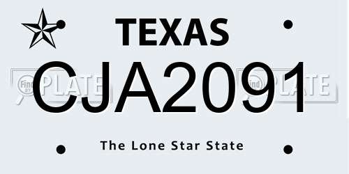 CJA2091 Texas License Plate
