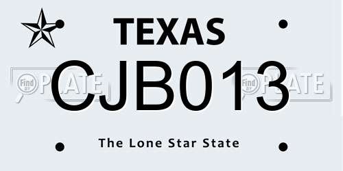 CJB013 Texas License Plate