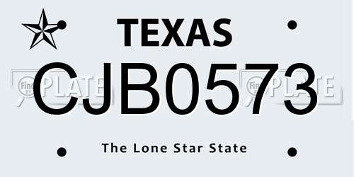 CJB0573 Texas License Plate