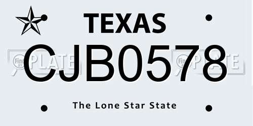 CJB0578 Texas License Plate