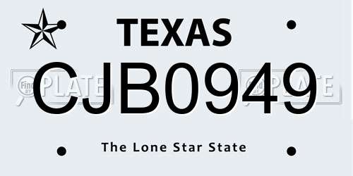 CJB0949 Texas License Plate