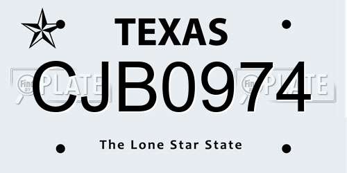 CJB0974 Texas License Plate