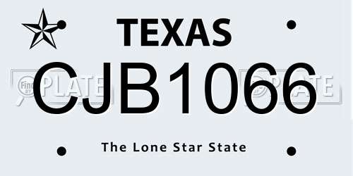 CJB1066 Texas License Plate