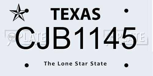 CJB1145 Texas License Plate