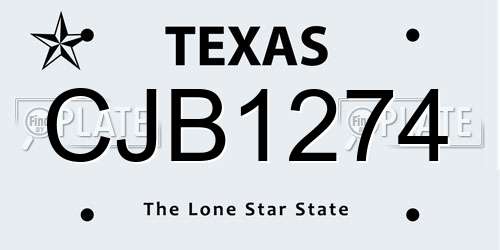 CJB1274 Texas License Plate
