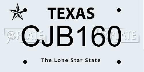 CJB160 Texas License Plate