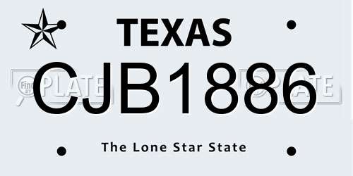 CJB1886 Texas License Plate