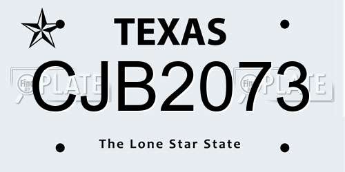 CJB2073 Texas License Plate