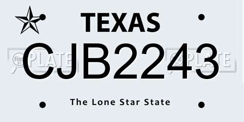 CJB2243 Texas License Plate