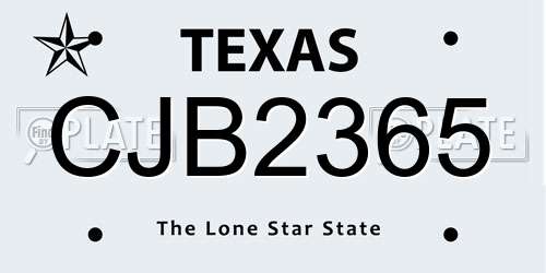 CJB2365 Texas License Plate
