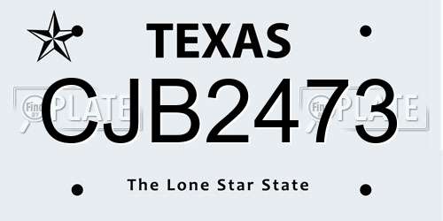 CJB2473 Texas License Plate