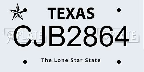 CJB2864 Texas License Plate