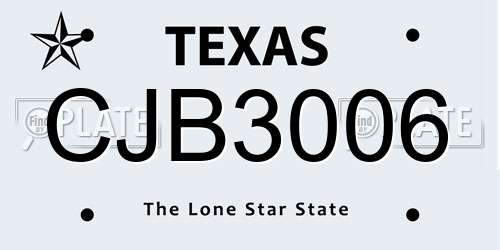 CJB3006 Texas License Plate