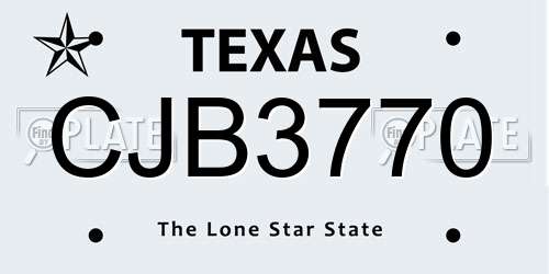 CJB3770 Texas License Plate