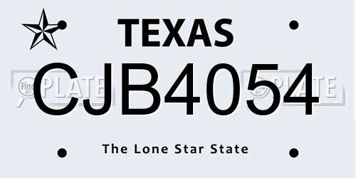 CJB4054 Texas License Plate